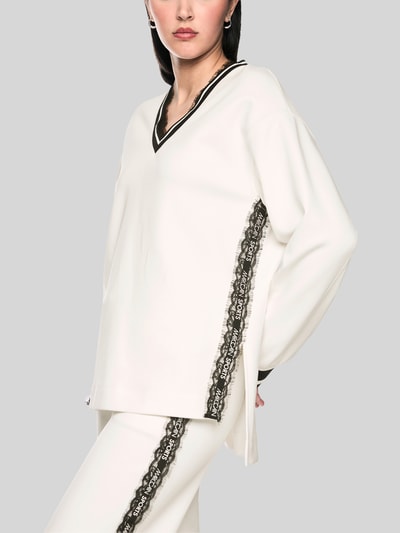 Marc Cain Sweatshirt mit Spitzenbesatz Offwhite 4