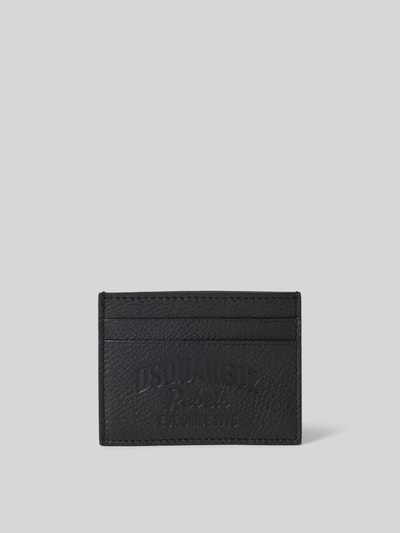 Produktfoto, Portemonnaie mit Logo-Prägung von Dsquared2 für Herren aus schwarzem Material mit Strukturmuster und Steckfächer, Breite 10 cm, Länge 7 cm