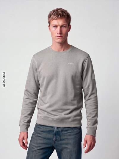 G-Star RAW Sweatshirt mit Ton-in-Ton Logo-Details Hellgrau 4