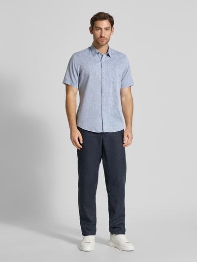 Lerros Regular Fit Freizeithemd aus Baumwoll-Leinen-Mix Rauchblau 1