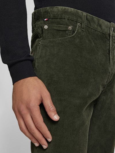 Tommy Hilfiger Straight leg corduroy broek in 5-pocketmodel, model 'DENTON' Olijfgroen - 3