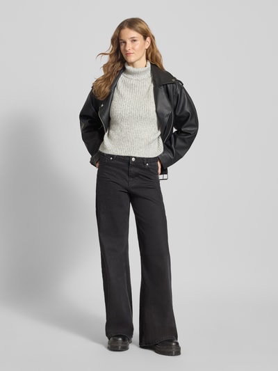 ONLY Relaxed Fit Rollkragenpullover mit Woll-Anteil Modell 'MELANIE' Hellgrau Melange 1