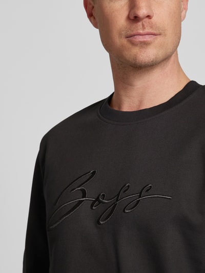 BOSS Sweatshirt mit Label-Stitching Modell 'Soleri' Black 3