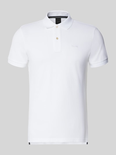 Produktfoto, Slim Fit Poloshirt mit Logo-Stitching von Geox in Weiß, reine Baumwolle, Strukturmuster, Polokragen, kurzärmeliges Design