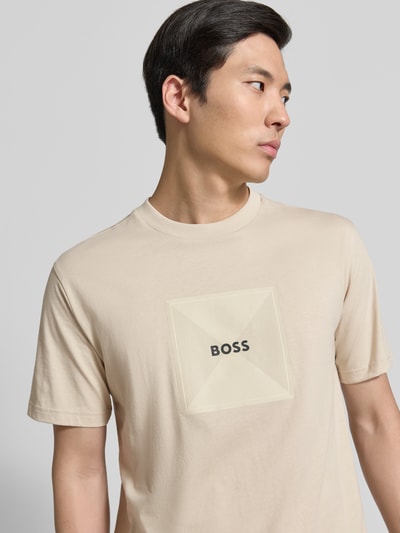 BOSS Green Regular Fit T-Shirt mit Logo Print Beige 3