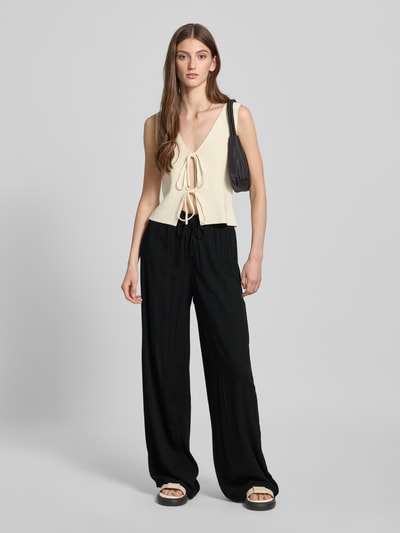 Review Wide Leg Stoffhose mit Tunnelzug Black 1