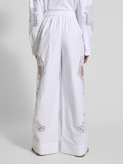 Essentiel Antwerp Wide leg broek met kant, model 'Hace' Wit - 5