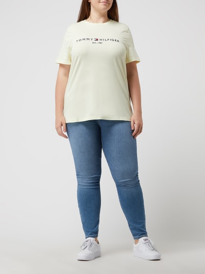 Tommy Hilfiger Curve T-shirt PLUS SIZE z bawełny ekologicznej Pastelowy żółty 1