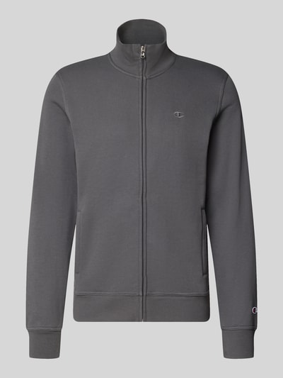 Produktfoto, Sweatjacke mit Stehkragen und Reißverschluss von Champion im Regular Fit, Baumwoll-Mix in Grau, Label-Stitching, glatte Textur