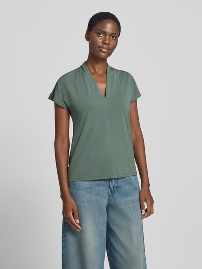 FREE/QUENT Regular Fit Bluse mit V-Ausschnitt Modell 'Yrsa' Dunkelgruen 4