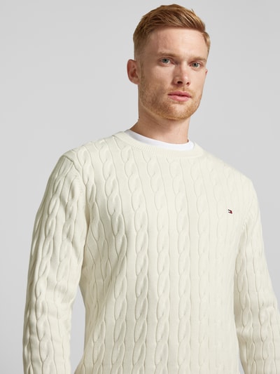 Tommy Hilfiger Strickpullover mit Zopfmuster Offwhite 3