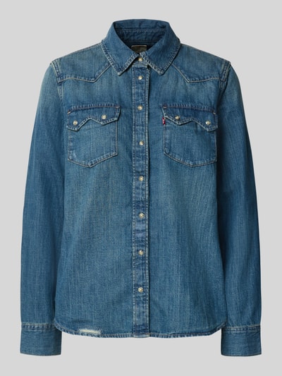 Produktfoto, Relaxed Fit Jeanshemd aus reiner Baumwolle von Levi's® 300 in mittelblau mit sichtbarer Struktur, Damen Jeanshemd von Levi's® 300