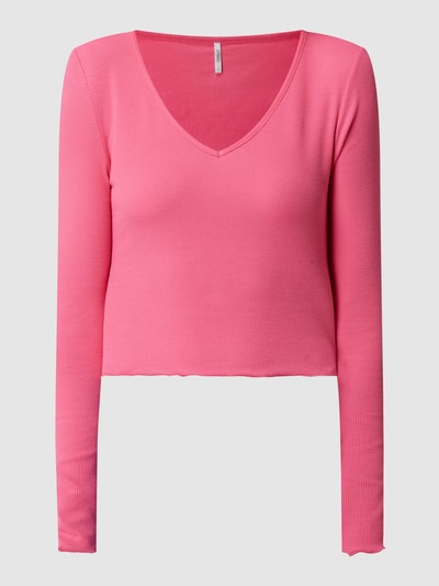 Only Cropped Shirt mit Stretch-Anteil Modell 'Oda' Pink 2