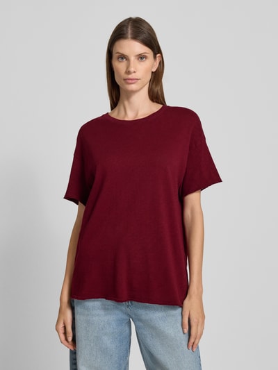 American Vintage Relaxed fit T-shirt met extra brede schouders, model 'Sonoma' Bordeaux - 4