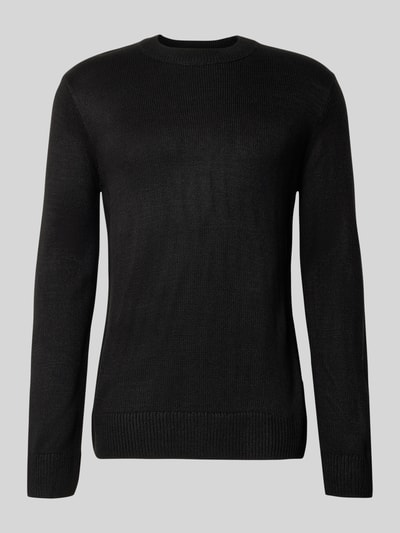 Tom Tailor Denim Regular Fit Strickpullover aus Rippstrick Black 2