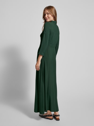 YAS Maxi-jurk met doorknoopsluiting, model 'SAVANNA' Donkergroen - 5