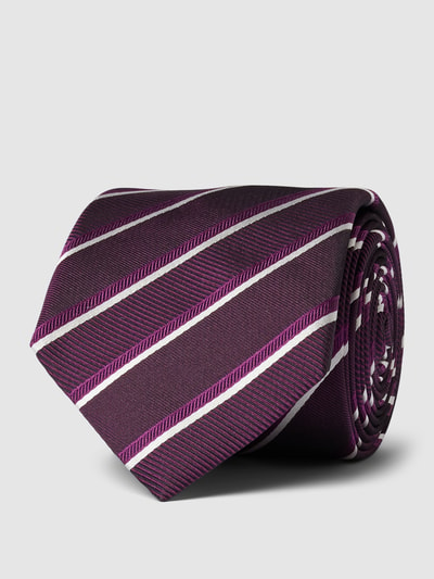 BOSS Slim Fit Krawatte mit Streifenmuster Aubergine 1