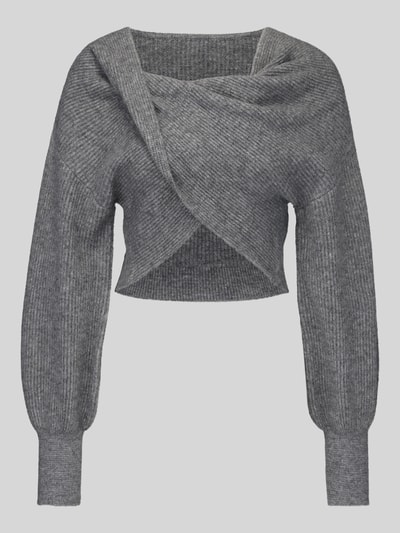 PIECES Regular Fit Pullover in Wickel-Optik Modell 'AVA' Mittelgrau Melange 1