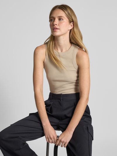 Vero Moda Slim Fit Tank Top aus Baumwoll-Mix Modell 'SMILE CAISA' Beige 3
