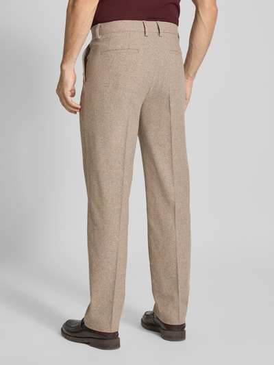 Lindbergh Regular fit stoffen broek met persplooien Zand - 5