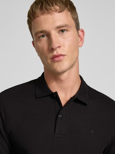 Jack & Jones Regular Fit Poloshirt mit Strukturmuster Modell 'AUSTIN' BLACK 3