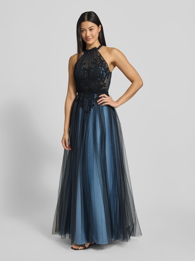 Mascara Abendkleid mit Ziersteinbesatz Bleu 1