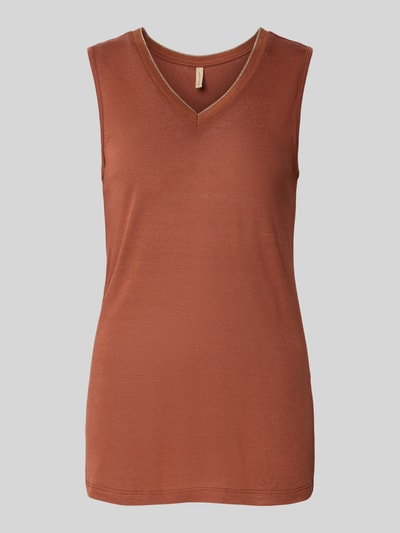 Soyaconcept Linnen top met V-hals, model 'EMEL' Roestrood - 2