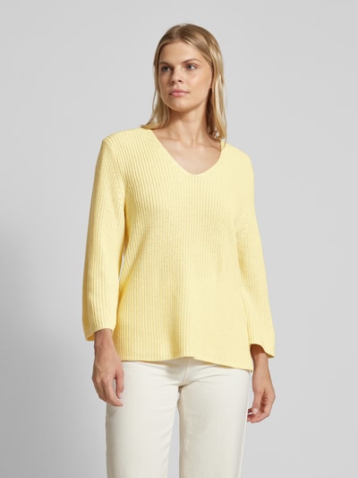 Kaffe Gebreide pullover met V-hals Geel - 4