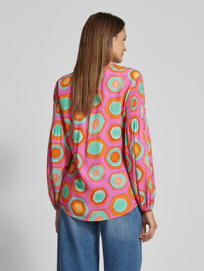 Emily Van den Bergh Blouse van viscose met all-over motief Felroze - 5