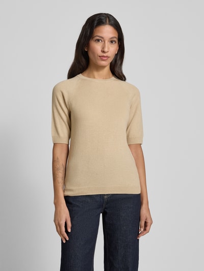 MM Regular fit gebreide pullover van een mix van wol en kasjmier, model 'YEN' Beige - 4