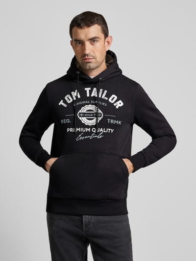 Tom Tailor Regular fit hoodie met logoprint Zwart - 4