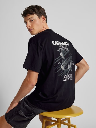 Carhartt Work In Progress T-shirt met labelprint, model 'DUCKS' Zwart - 3