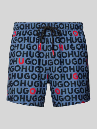 HUGO Zwembroek met all-over logoprint, model 'Tortuga' Jeansblauw - 1