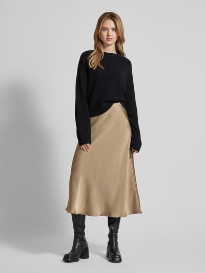 Neo Noir Midirok met plooien, model 'Bovary' Beige - 1