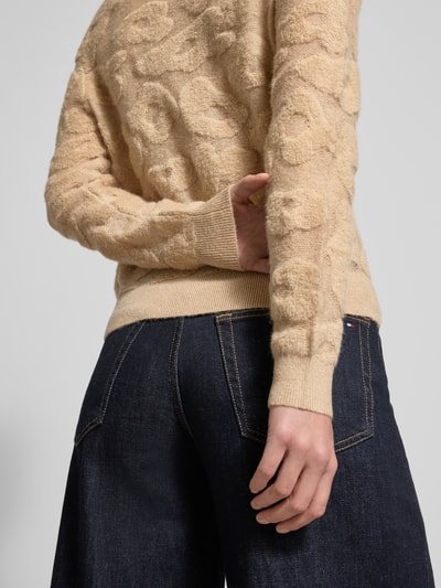 Luisa Cerano Gebreid jack met knoopsluiting Camel - 3