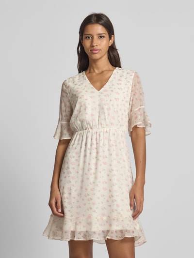 Vero Moda Getailleerde mini-jurk met V-hals, model 'SMILLA' Offwhite - 4
