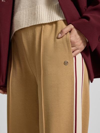 JOOP! Wide leg sweatpants met vaste persplooien, model 'TALINA' Camel - 3