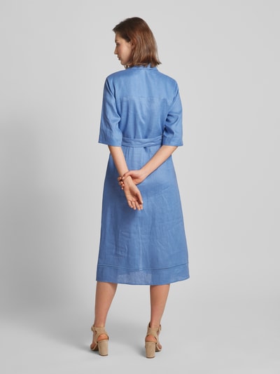 MaxMara Leisure Hemdblusenkleid aus Viskose mit Taillenband Modell 'NOCINO' Hellblau 5