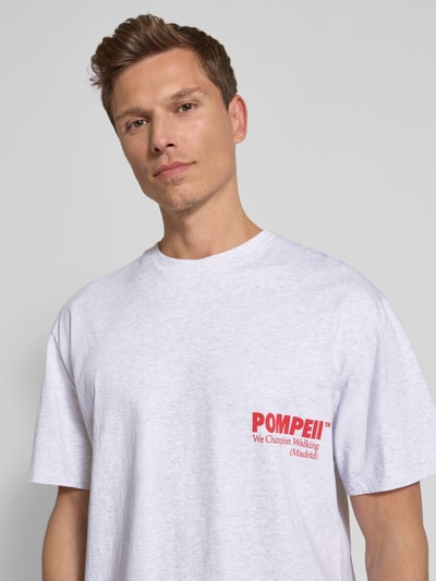 POMPEII BRAND T-Shirt mit Label-Print Hellgrau Melange 3