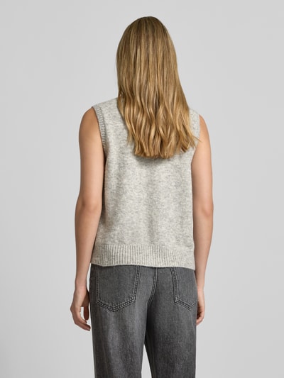 Milano Italy Strickweste mit Rundhalsausschnitt und Knopfleiste Hellgrau 5