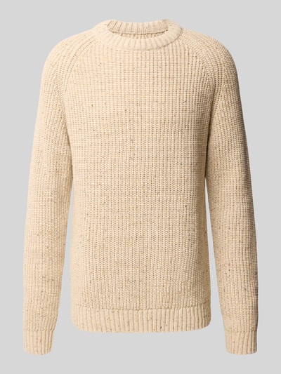 Produktfoto, Pullover mit Raglanärmeln Modell 'KIAANO' von ARMEDANGELS in heller Melange-Strickoptik mit Rundhals und gerippten Abschlüssen.