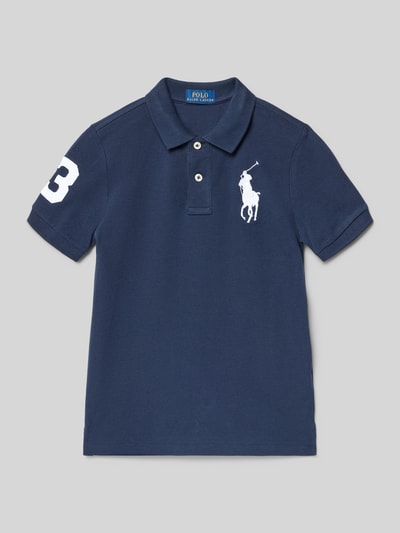 Productfoto, Regular Fit Poloshirt uit puur katoen van Polo Ralph Lauren Kids in effen kleuren met logostitching en motiefstitching, polokraag, 2-knoopsluiting, korte mouw, piqué-materiaalverwerking.