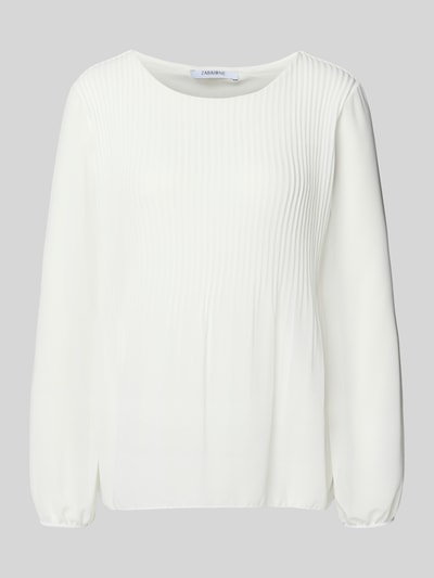 ZABAIONE Blouse met lange mouwen met plissévouwen en ronde hals Offwhite - 2
