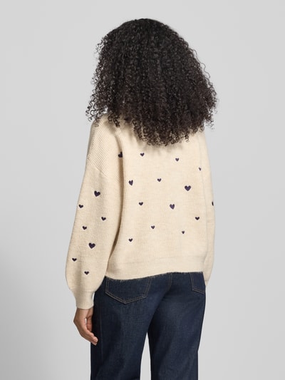 Apricot Strickpullover mit Rundhalsausschnitt und Stitchings Sand 5