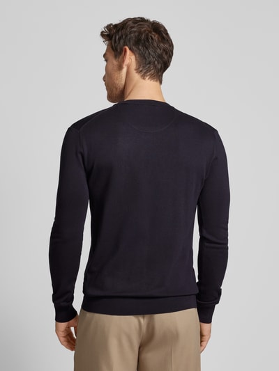 Scotch & Soda Gebreide pullover met logostitching, model 'CORE' Donkerblauw - 5