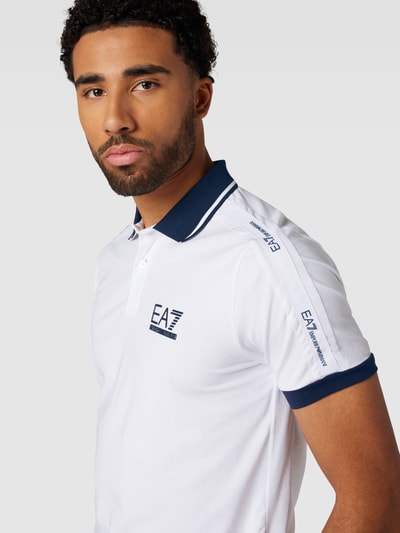 EA7 Emporio Armani Regular Fit Poloshirt mit Label-Print Weiss 3