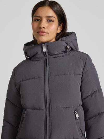 WITHBLACK Steppmantel mit Kapuze Mittelgrau 3