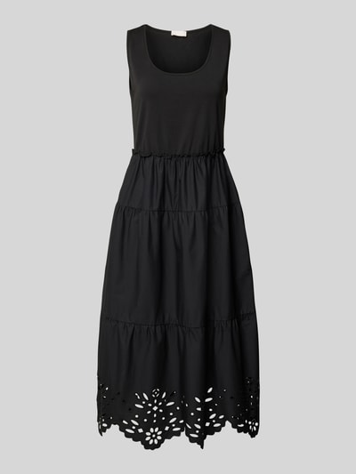 Liu Jo White Sukienka midi z efektem stopniowania i haftem angielskim Czarny 2