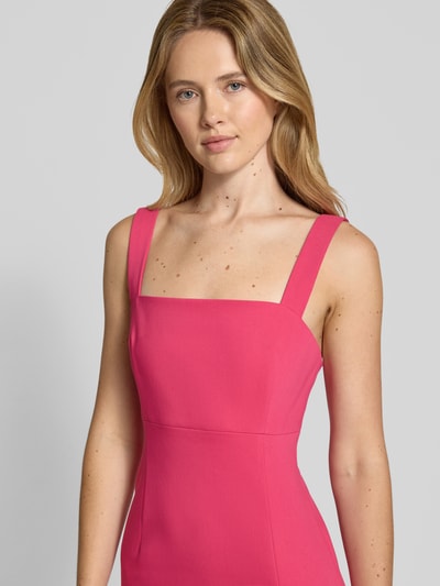 HUGO Midi-jurk met vierkante hals, model 'Kubrina' in felroze