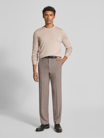 Christian Berg Men Regular fit shirt met lange mouwen van een mix van merinowol Zand gemêleerd - 1